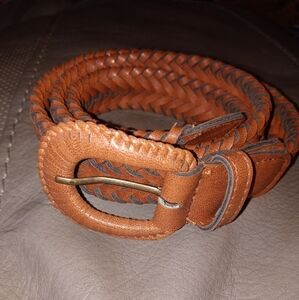 Women's Brown Braided Faux Leather Western Style Rodeo Belt 32"-35"